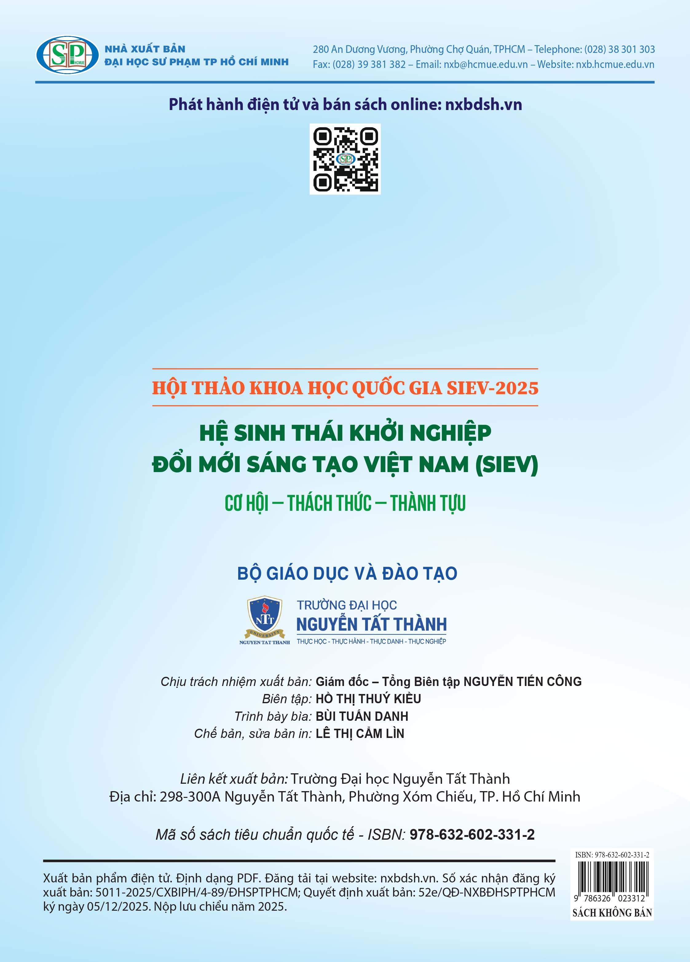 Hội thảo khoa học Quốc gia SIEV-2025. Hệ sinh thái khởi nghiệp đổi mới sáng tạo Việt Nam (Siev). Cơ hội – Thách thức – Thành tựu